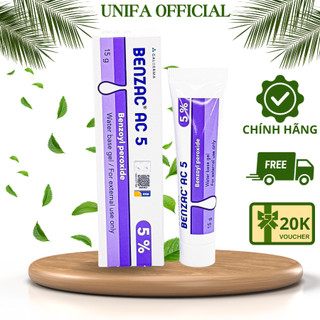 Kem mụn Benzac AC 5% Benzoyl Peroxide giúp hỗ trợ giảm mụn, nốt sưng đỏ một cách nhanh chóng - UNIFA - 15g - Galderma