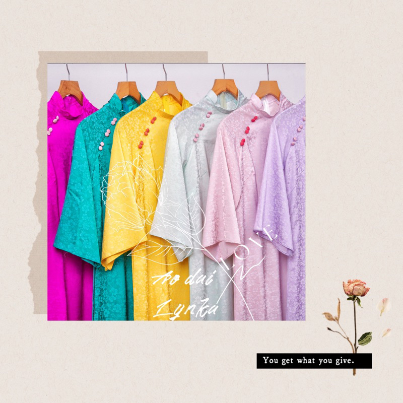 G07- Áo dài Cách tân BIG SIZE cổ lệch đính Cúc/ aodailynka88