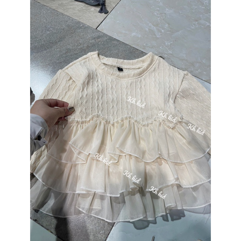 10-32kg áo len bèo nhiều tầng cho bé gái, áo len cho bé gái