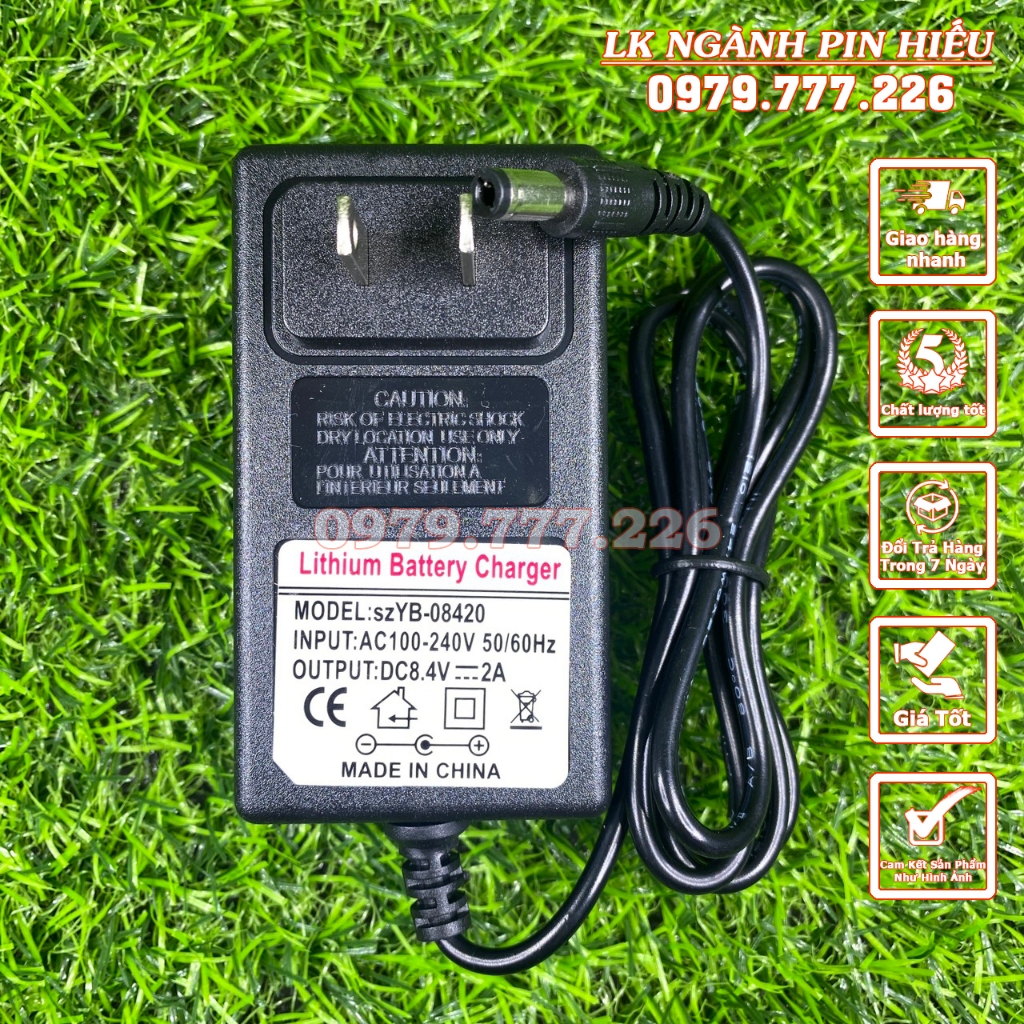 SẠC 4.2V 8.4V 12.6V 16.8V 21V 25.2V 2A CÓ ĐÈN BÁO XANH KHI ĐẦY
