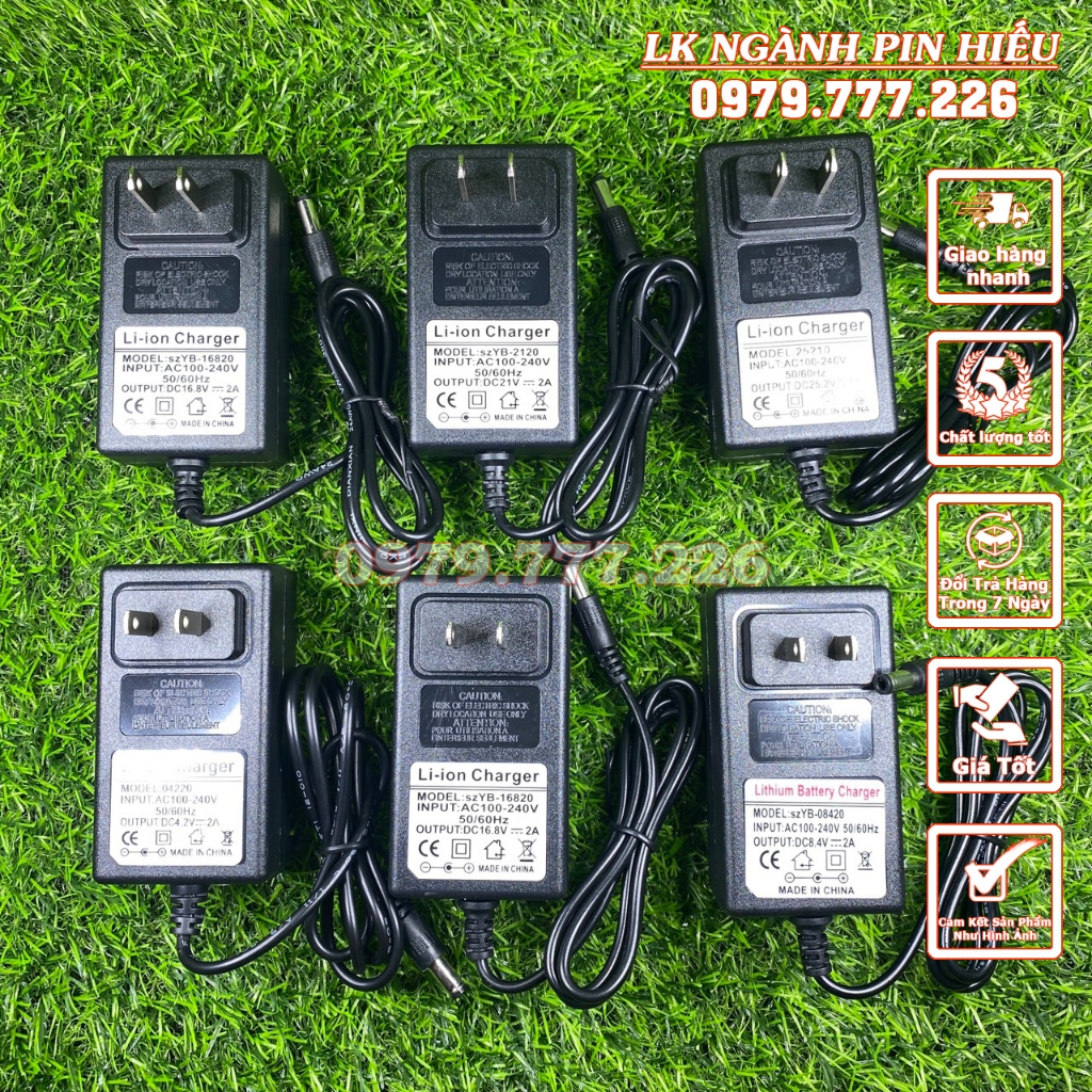 SẠC 4.2V 8.4V 12.6V 16.8V 21V 25.2V 2A CÓ ĐÈN BÁO XANH KHI ĐẦY