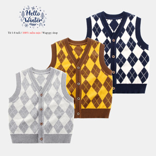 Áo gile len bé trai WAPYPY áo gile cài cúc cho bé mẫu mới hàn quốc thu đông 2025