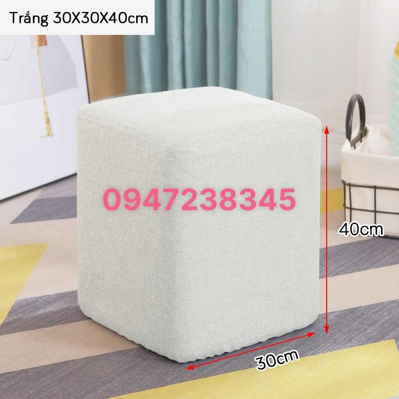 Ghế Đôn Sofa -Ghế Bàn Trang Điểm Vuông Màu Xám KT 30X30X40CM Bảo Hành 24 tháng - 1 đổi 1 trong 12 tháng Hàng Đẹp