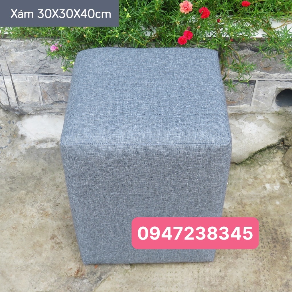 Ghế Đôn Sofa -Ghế Bàn Trang Điểm Vuông Màu Xám KT 30X30X40CM Bảo Hành 24 tháng - 1 đổi 1 trong 12 tháng Hàng Đẹp