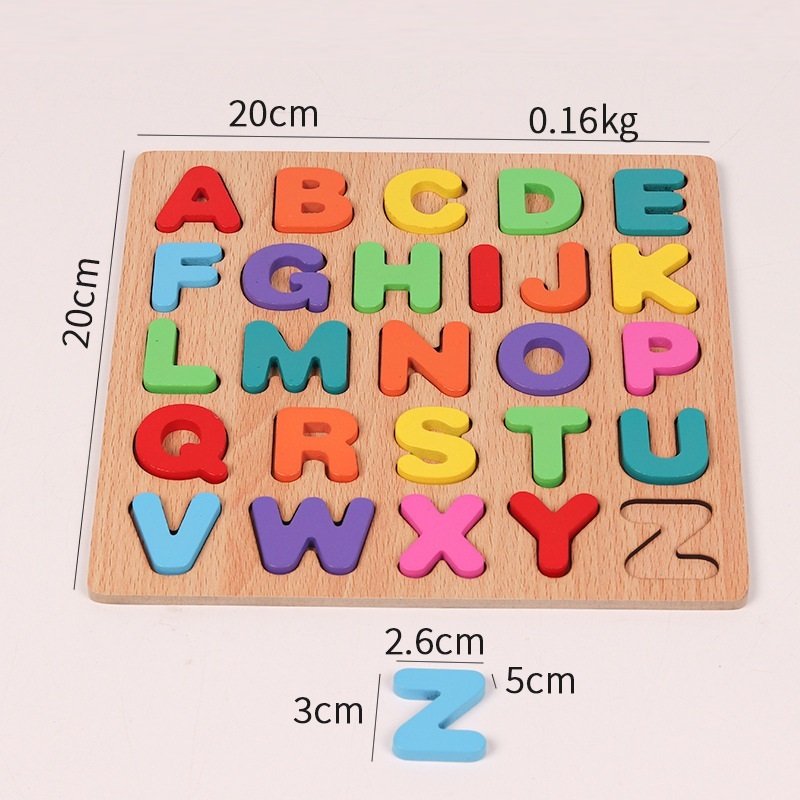 Đồ chơi bảng nổi ghép bằng gỗ kích thước 20x20 Cm cho bé làm quen với chữ và số BN22