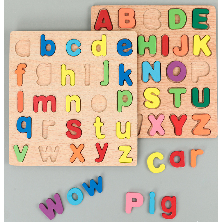 Đồ chơi bảng nổi ghép bằng gỗ kích thước 20x20 Cm cho bé làm quen với chữ và số BN22