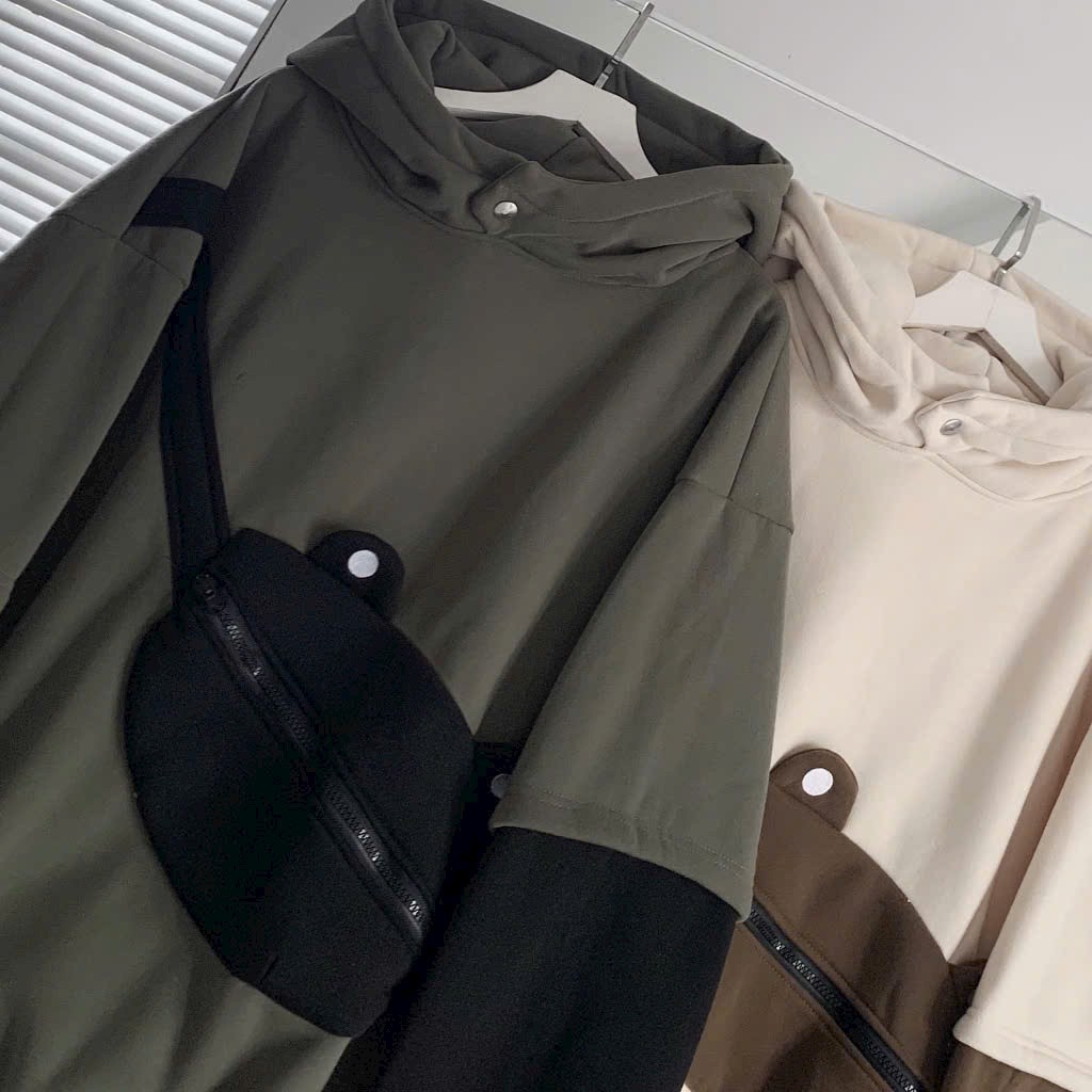 Áo Khoác Hoodie Túi Ếch Mẫu Chui Nam Nữ Nón Rộng Cúc Bấm  Chất Nỉ Ngoại Phối Màu Trẻ Trung Hoco121 121