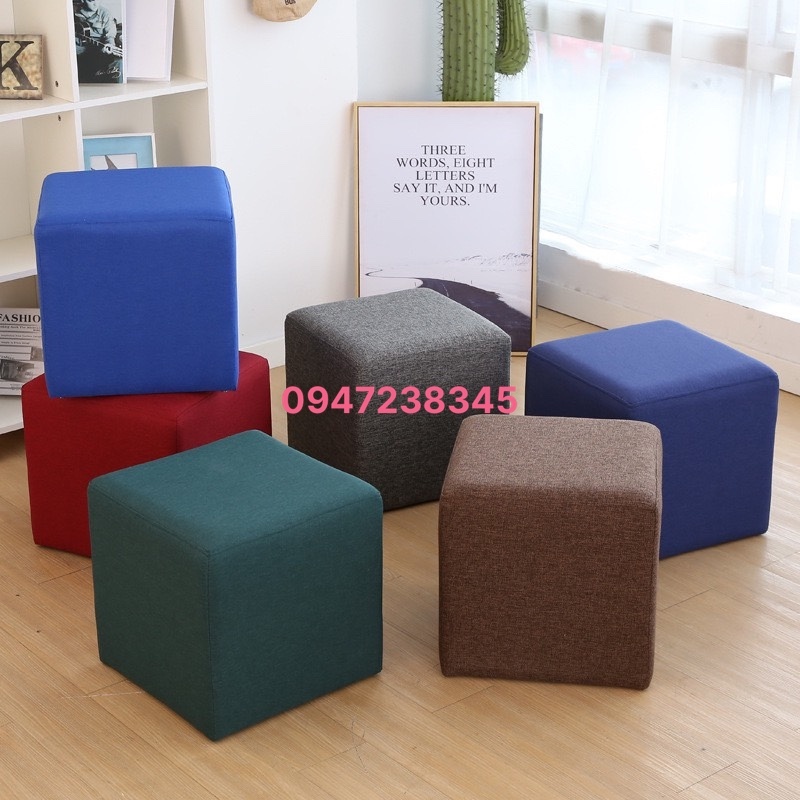 Ghế Đôn Sofa -Ghế Bàn Trang Điểm Vuông Màu Xám KT 30X30X40CM Bảo Hành 24 tháng - 1 đổi 1 trong 12 tháng Hàng Đẹp