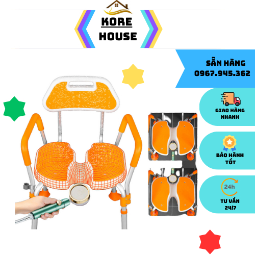 Ghế tắm cho người già bệnh nhân khó đi lại có tay vịn tựa lưng chân đế chống trượt an toàn Bảo hành 2 năm