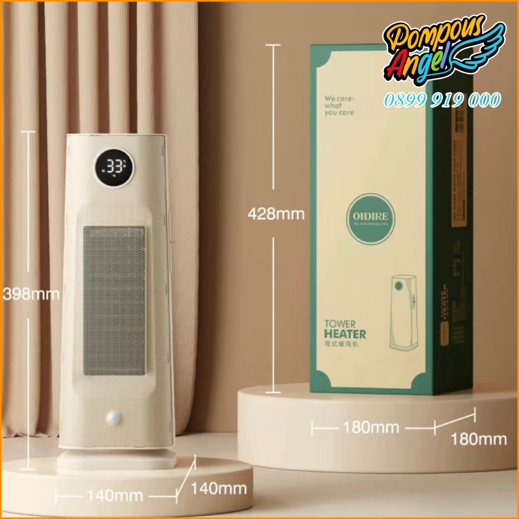 Máy sưởi gốm ,quạt sưởi OIDIRE ODI-NF01 dạng cây đứng cho phòng 20-30m2  công suất 2000W bảo hành 12 tháng