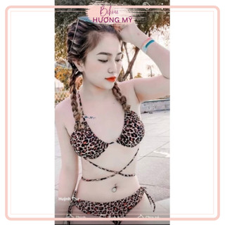 Bikini đi biển 2 mảnh tam giác họa tiết da beo