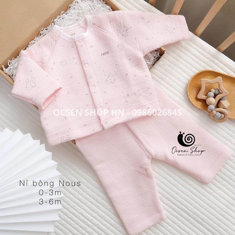 Bộ dài tay NOUS cài giữa mềm mịn (0-3M đến 9-12M)