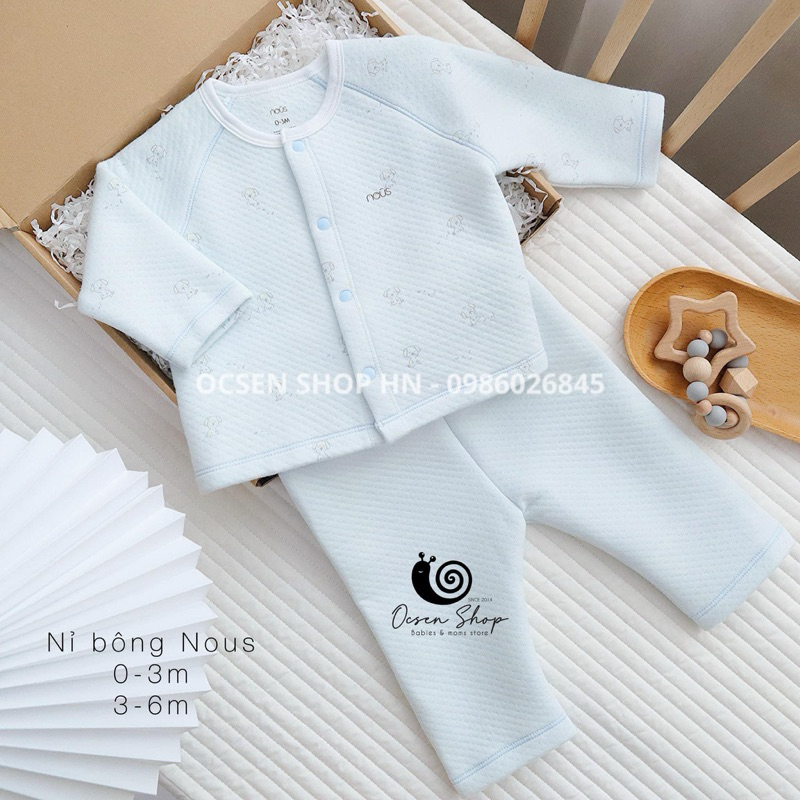 Bộ dài tay NOUS cài giữa mềm mịn (0-3M đến 9-12M)