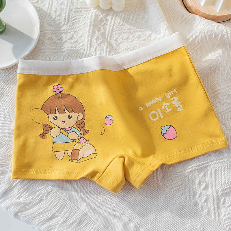 Combo 4 quần chíp đùi cho bé gái họa tiết bé gái cute, quần lót tam giác trẻ em cotton thoáng mát co giãn