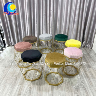 Ghế Đôn Tròn Ngồi Bàn Trang Điểm Kim Cương Khung Kim Loại Sơn Tĩnh Điện Chống Han Rỉ