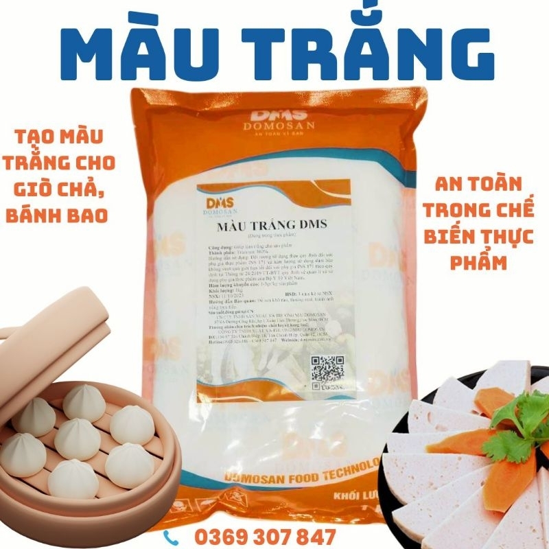1kg Màu Trắng-Phụ Gia An Tòan Sạch -Giúp Làm Trắng Bánh Bao, Giò Chả