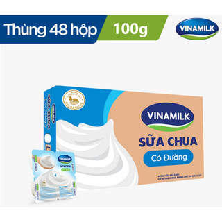 Lóc 4 hộp sữa chua ăn Vinamilk 100g có đường, ít đường