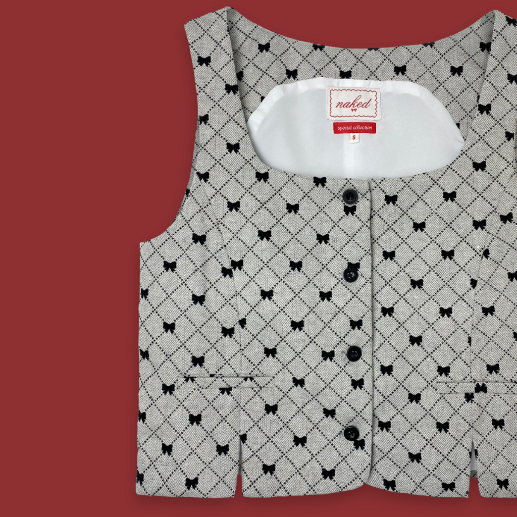 Áo gile họa tiết nơ NAKED by V - Bow Gilet