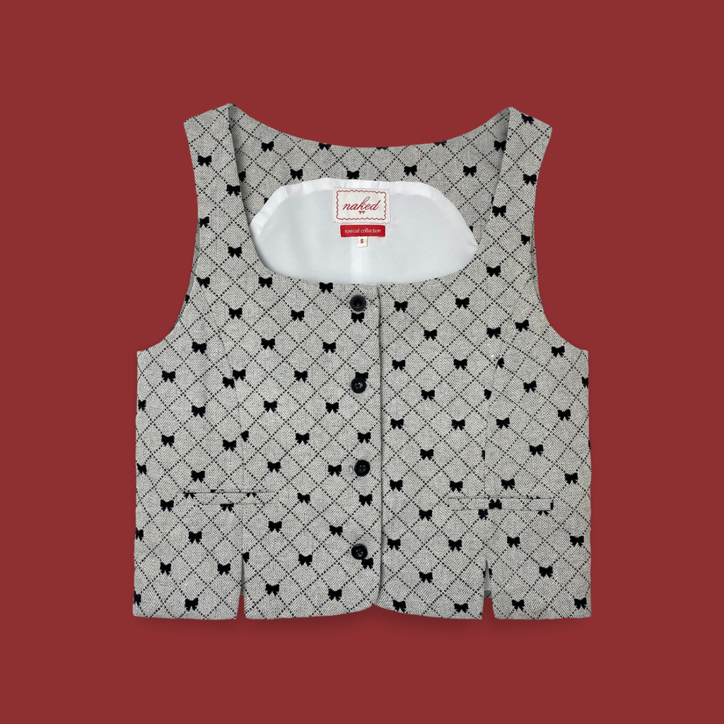 Áo gile họa tiết nơ NAKED by V - Bow Gilet