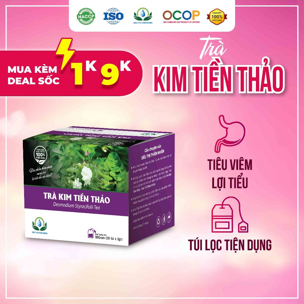 Trà Kim Tiền Thảo Hộp 30 Túi Lọc Giúp Lợi Tiểu, Tốt Cho Người Bị Sỏi Thận Của Siêu Thị Thiên Nhiên