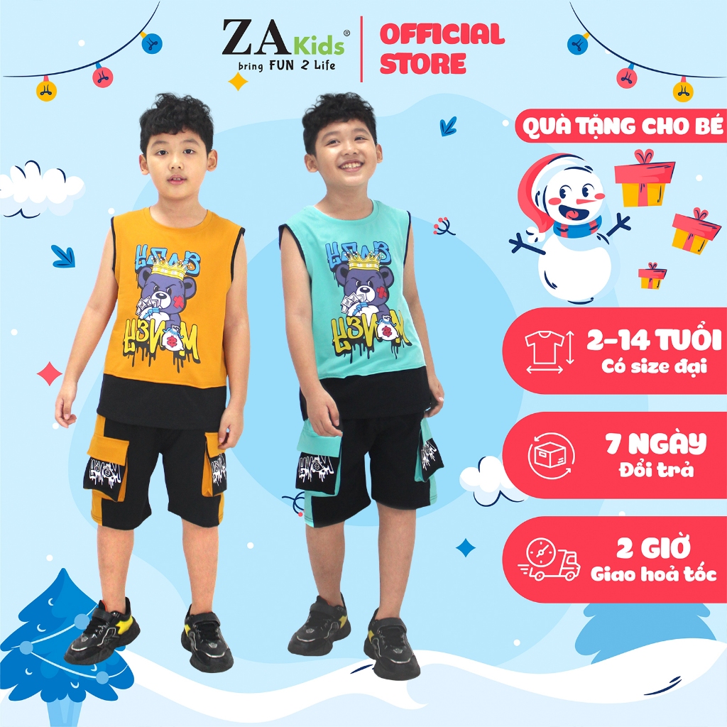 Đồ Bộ Quần Áo Thun Cotton Mặc Nhà Mùa Hè Cho Bé Trai Zakids  ZA02330BT