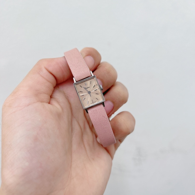 Đồng hồ si nữ hiệu Satino, mặt hồng, máy nhật