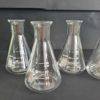 Bình tam giác thuỷ tinh, erlen, bình nón cổ trơn, miệng hẹp, chịu nhiệt, dung tích 100mL