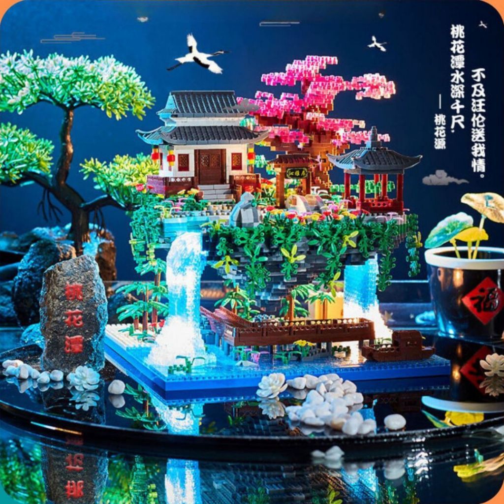 Mô hình lắp ráp cung đình Deco trang trí nhà cửa có đèn led, cung điện , vườn ngự uyển.