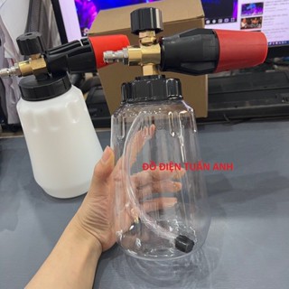 Bình xịt bọt tuyết 1L cao cấp lắp máy rửa xe mini, máy rửa xe áp lực cao (Cổ lớn)