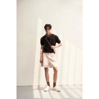 [PAPER STUDIO] Áo thun nam len trơn bo gân cổ tròn tay ngắn basic