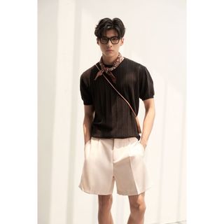 [PAPER STUDIO] Áo thun nam len trơn bo gân cổ tròn tay ngắn basic