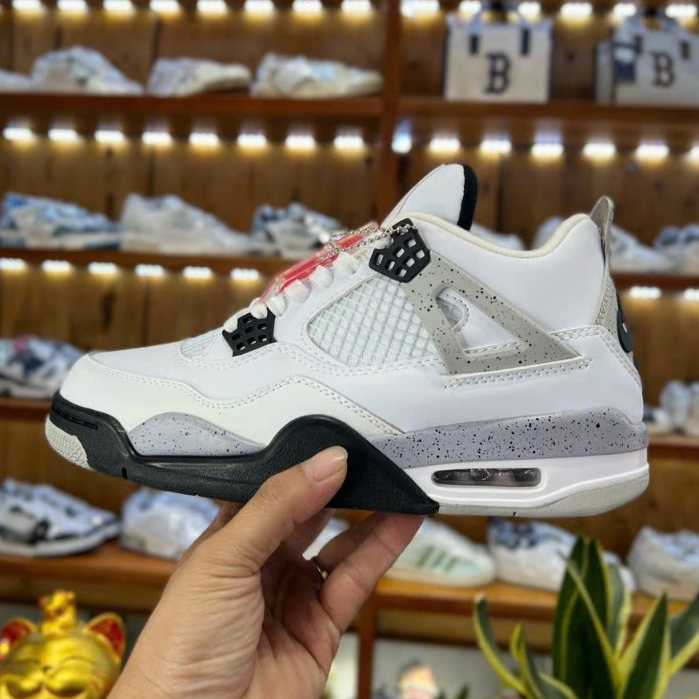 Giày Thể Thao Air JD4 Retro White Cement Trắng Đen Cao Cấp