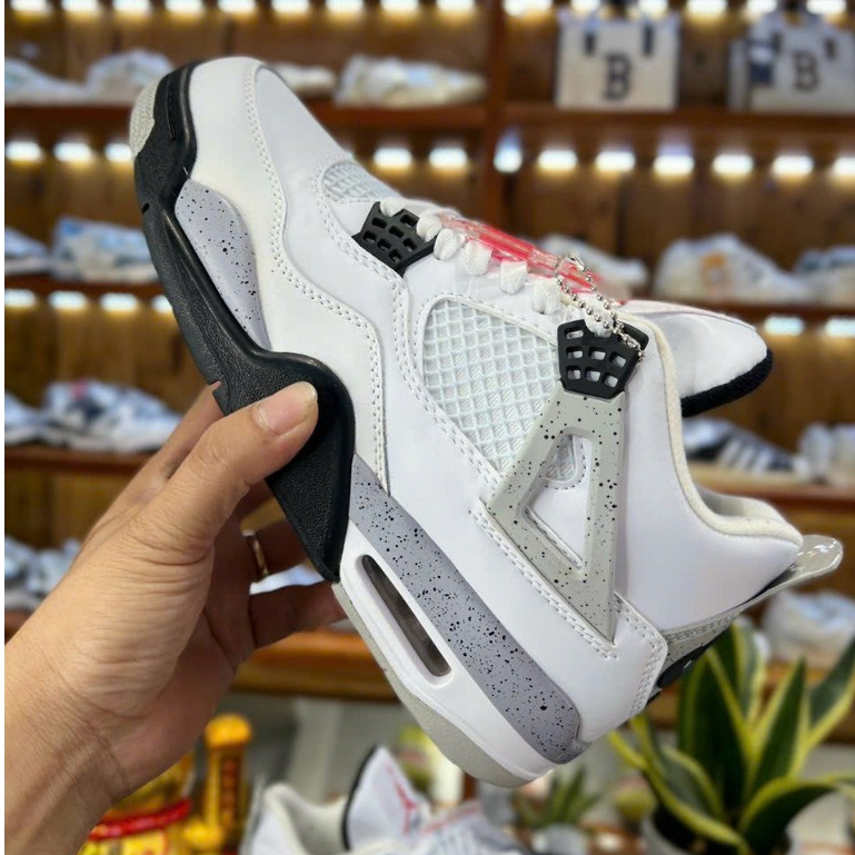 Giày Thể Thao Air JD4 Retro White Cement Trắng Đen Cao Cấp