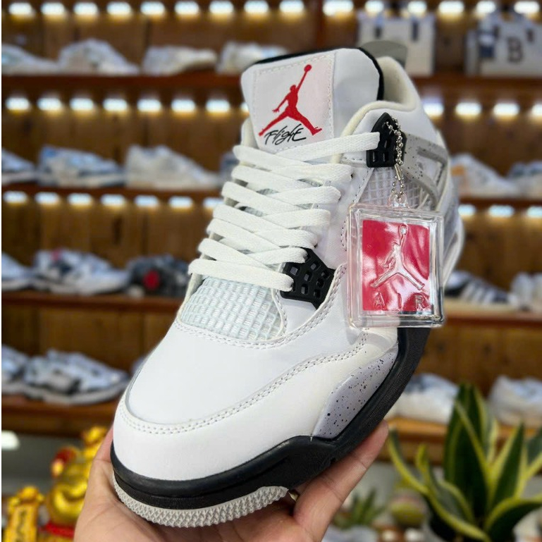 Giày Thể Thao Air JD4 Retro White Cement Trắng Đen Cao Cấp