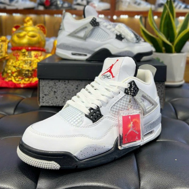 Giày Thể Thao Air JD4 Retro White Cement Trắng Đen Cao Cấp