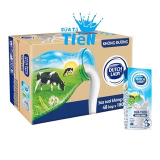 Thùng 48 hộp sữa tươi tiệt trùng không đường Dutch Lady - Cô gái hà lan 180ml "GIÁ BÁN ĐÃ TRỪ KHUYẾN MÃI"