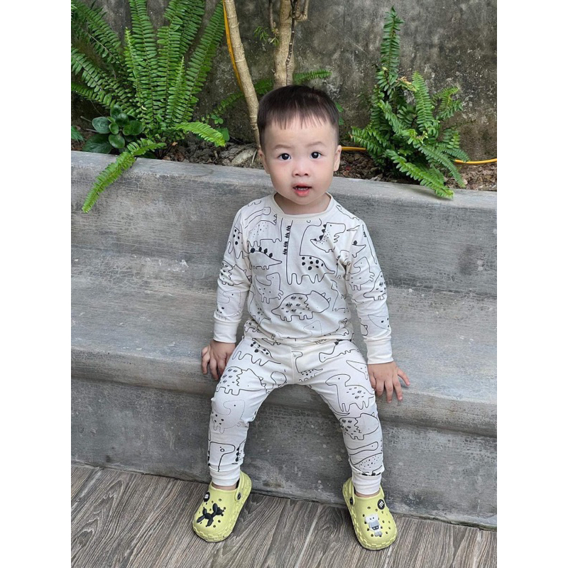 Set 3 bộ cotton khủng long siêu xinh