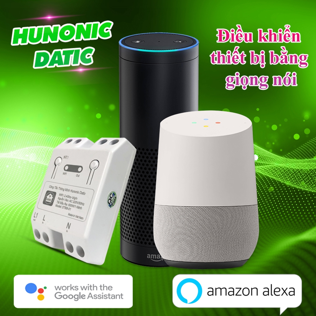 Công Tắc Thông Minh Wifi Giá Rẻ, Công Tắc Điều Khiển Thiết Bị Từ Xa Bằng Điện Thoại Hunonic Datic Basic - DTBS01