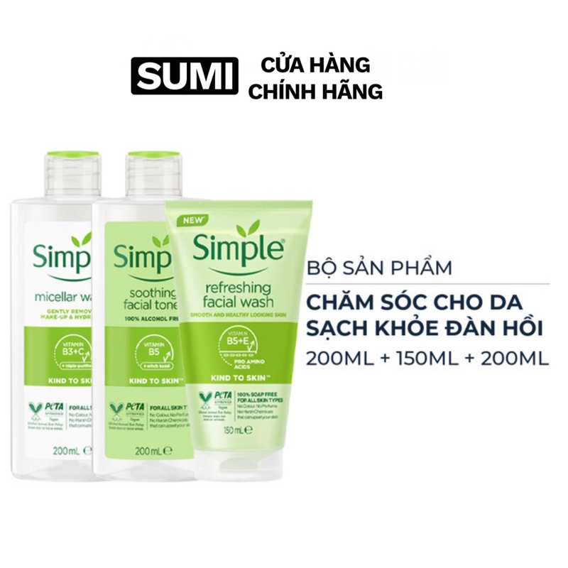 Combo Simple chăm sóc cho da sạch khỏe đàn hồi 3 món