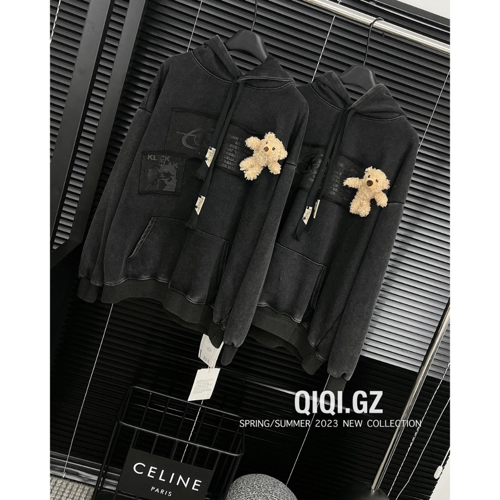 Best seller áo hoodie da cá kèm gấu freesize hàng QCCC