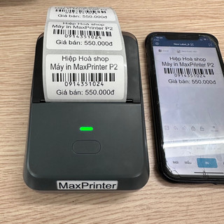 Máy in tem nhãn dán MaxPrinter P2 kết nối Bluetooth không dây