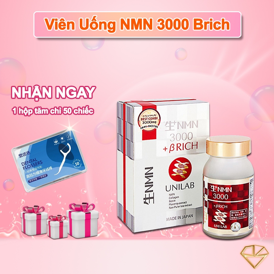 Viên uống NMN 3000 BRich Unilab, Viên uống trẻ hóa da NMN 3000 NHẬT BẢN ( 60 viên / hộp )