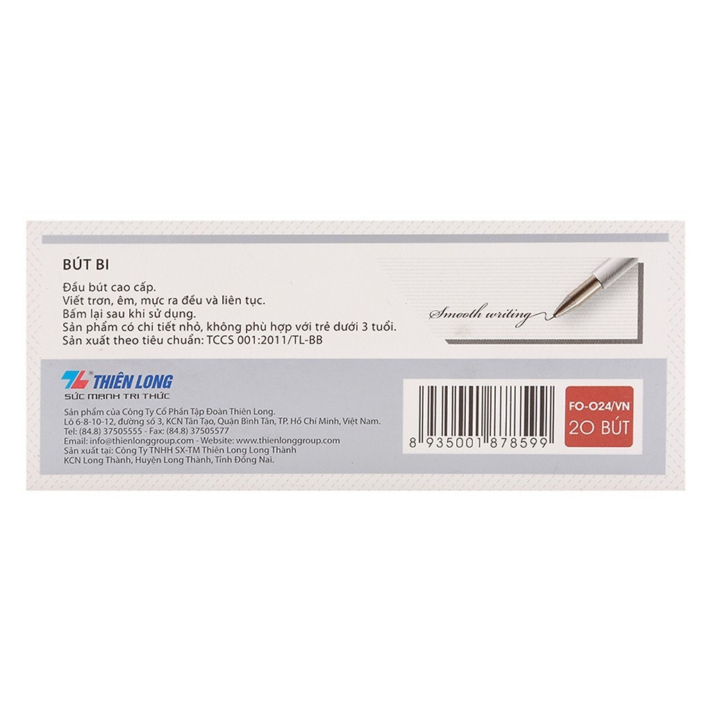 Hàng Chính Hãng Bút bi ngòi 0,7mm hộp 20 cái màu xanh / đen / đỏ - Hộp bút bi thiên long cao cấp