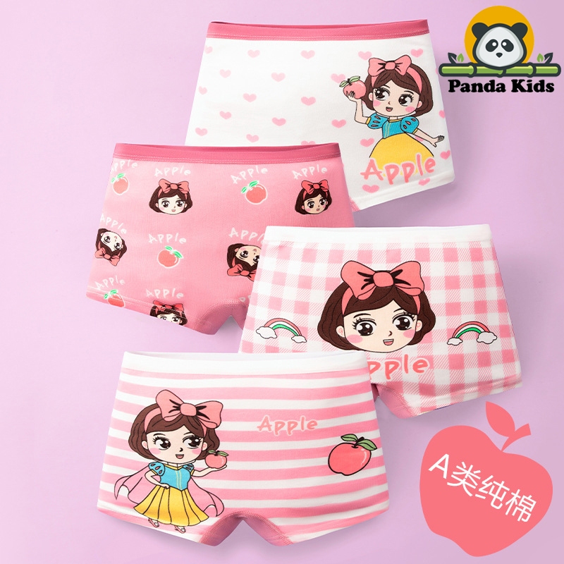 Combo 4 quần chíp đùi bé gái đồ lót trẻ em cotton thoáng mát hình ngộ nghĩnh dễ thương