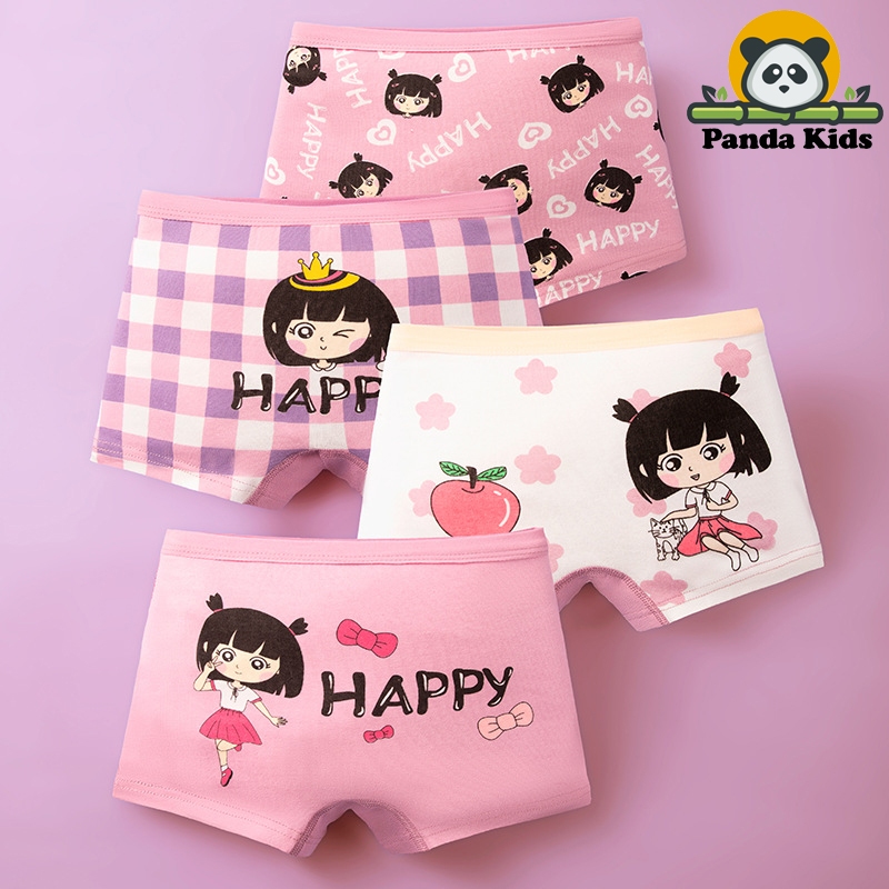 Combo 4 quần chíp đùi bé gái đồ lót trẻ em cotton thoáng mát hình ngộ nghĩnh dễ thương
