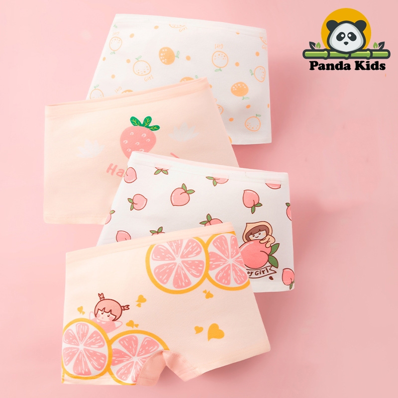 Combo 4 quần chíp đùi bé gái đồ lót trẻ em cotton thoáng mát hình ngộ nghĩnh dễ thương