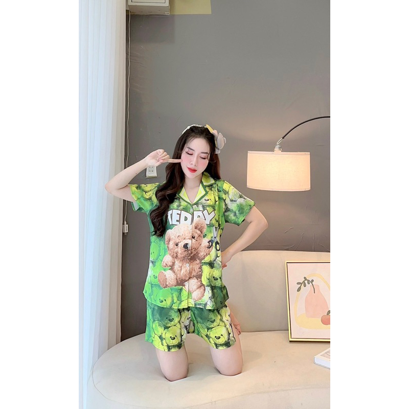 (40-58kg) Đồ bộ đùi, chất lụa xước mềm mát.