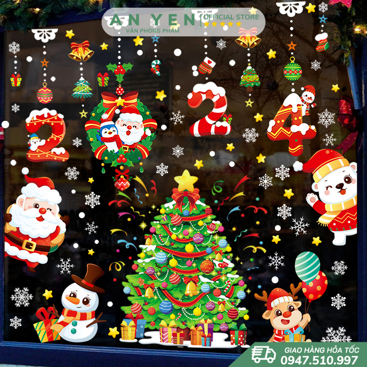 Decal Noel 2024 dán cửa kính trang trí noel decor giáng sinh  decal dán tết  Decal dán tường Trang trí Noel - Giáng sinh