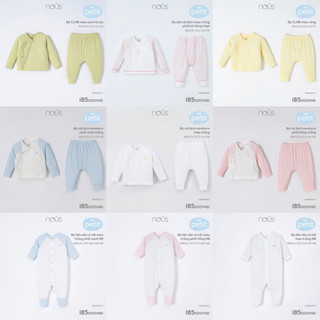  Bộ quần áo dài tay Nous newborn cho bé sơ sinh 3-5kg chất liệu Nu petit mềm mại