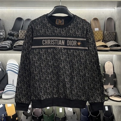 Áo nỉ dior vân chìm viền ngực sc 3477, áo thun dài tay nam hot 2023